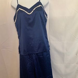 Navy Satin 2 Piece Pajamas NWT